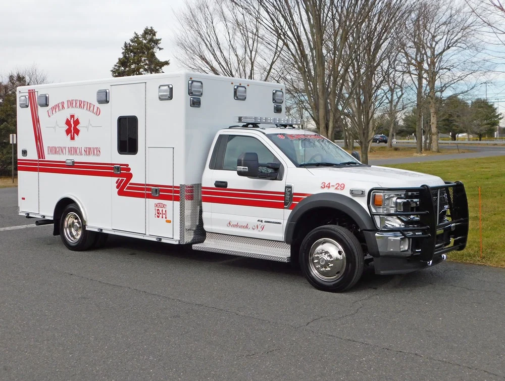 Upper Deerfield EMS ambulance parked outdoors.